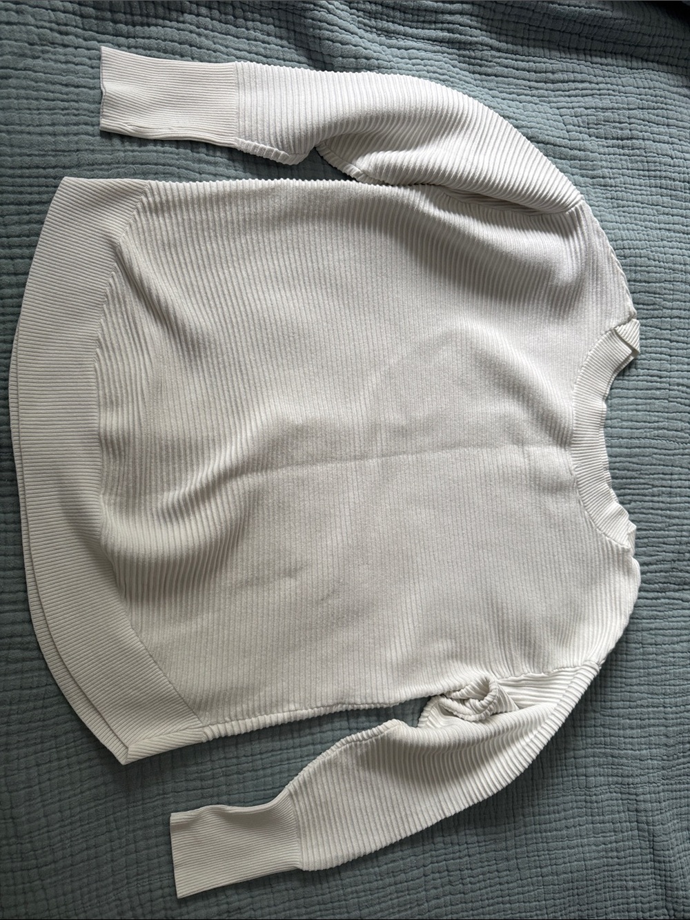 aerie Cream Ribbed Crewneck Sweater